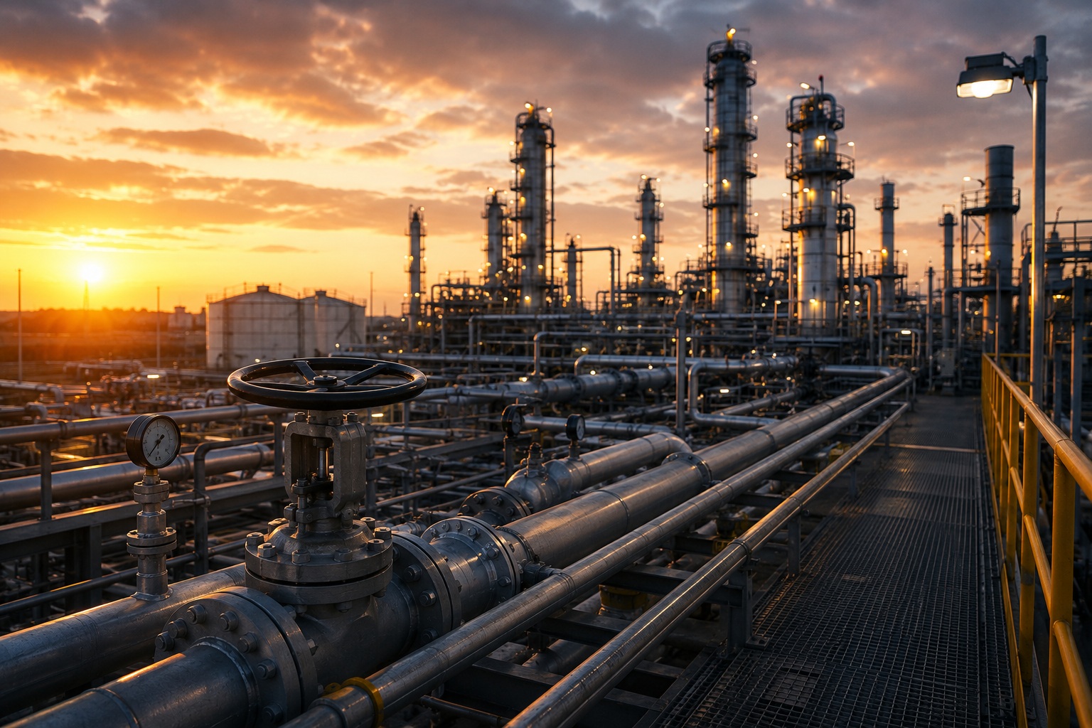 Industrial plant at sunset